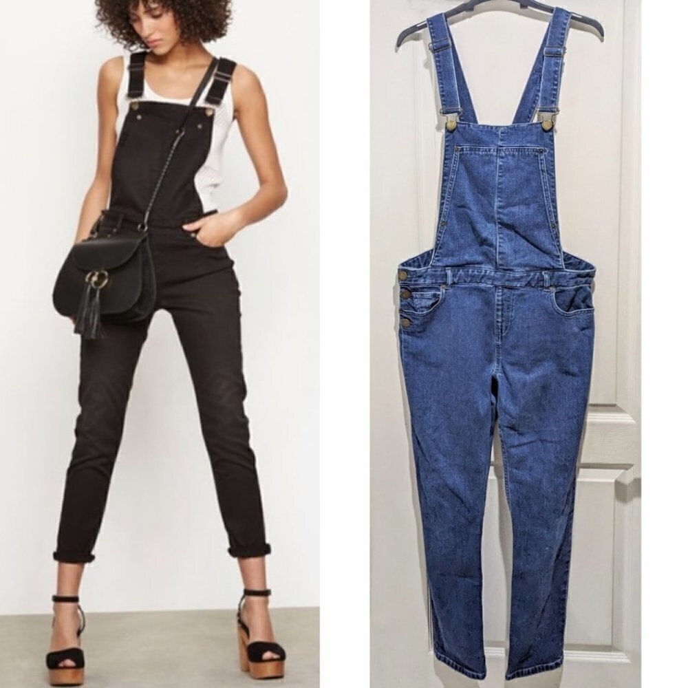 Maje | Pila Stretch Denim Overalls in Medium Blue